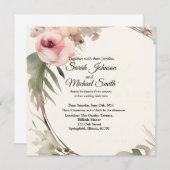 ソフト、ロマンチック、フローラ結婚式招待状デザイン (正面/裏面)
