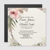ソフト、ロマンチック、フローラ結婚式招待状デザイン マグネット招待状 (正面/裏面)