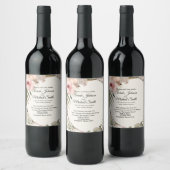 ソフト、ロマンチック、フローラ結婚式招待状デザイン ワインラベル (ボトル)