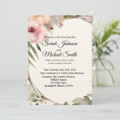 ソフト、ロマンチック、フローラ結婚式招待状デザイン 招待状 (スタンド正面)