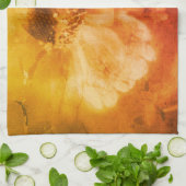 ソフト《植物》百日草デイジー花インセピアヴィンテージ キッチンタオル (折り畳み)