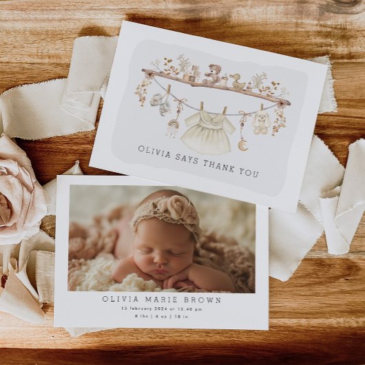 ソフトBohoベビーガール服子供部屋写真 サンキューカード