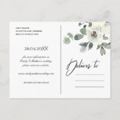 ソフトKRAFTアイボリーホワイトフローラバンチ保存日付 案内ポストカード (裏面)