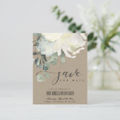 ソフトKRAFTアイボリーホワイトフローラバンチ保存日付 案内ポストカード (スタンド正面)