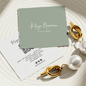 ソフトSAGEグリーンモダンシックミニマルQRコード スクエア名刺