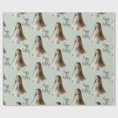 ソフトSage Green & カスタム誕生日文字と写真 – ラッピングペーパー (フラット)