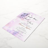 ソフトShe's on cloud 9バラ金ゴールドブライダルシャワー 箔招待状 (回転した状態)