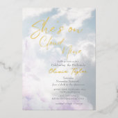 ソフトShe's on cloud 9 エレガントブライダルシャワー 箔招待状 (正面)