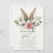 ソフバニーイヤーフローラガール誕生日招待状 招待状 (正面)