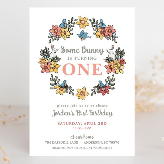 ソフバニーイースターファースト誕生日招待状 招待状