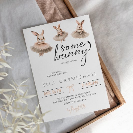 ソフバニーイースター誕生日 招待状