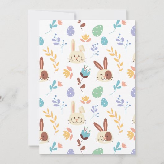 ソフバニーイースター1stパーティー誕生日ブルー招待状 招待状 (裏面)