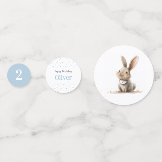 ソフバニーキュートブルー子供の誕生日 コンフェッティ (裏面)