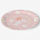 ソフバニーキュートレトロ子供の誕生日パーティー ペーパープレート (アングル)