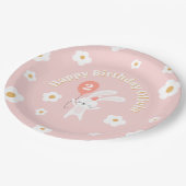 ソフバニーキュートレトロ子供の誕生日パーティー ペーパープレート (アングル)