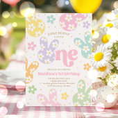 ソフバニーデイジーフローラパステル春1st誕生日 招待状