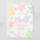 ソフバニーデイジーフローラパステル春2nd誕生日 招待状 (正面)