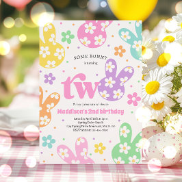 ソフバニーデイジーフローラパステル春2nd誕生日 招待状