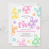 ソフバニーデイジーフローラパステル春2nd誕生日 招待状 (正面)