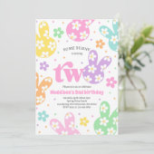 ソフバニーデイジーフローラパステル春2nd誕生日 招待状 (スタンド正面)