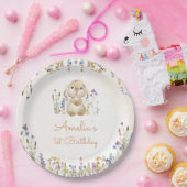 ソフバニーワイルドフラワー誕生日紙プレート ペーパープレート (パーティー)