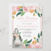 ソフバニーワンバニーフローラファースト誕生日招待状 招待状 (正面)