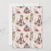 ソフバニー耳フローラピンクガール誕生日 招待状 (裏面)