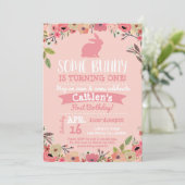 ソフバニー誕生日イースター招待状ピンク 招待状 (スタンド正面)