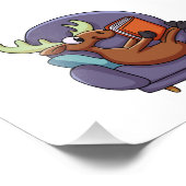 ソフ読ァに本を置いて |背景色 フォトプリント (角)