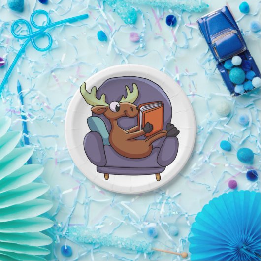 ソフ読ァに本を置いて |背景色 ペーパープレート (パーティー)