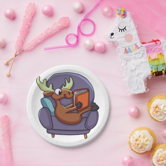 ソフ読ァに本を置いて |背景色 ペーパープレート (パーティー)