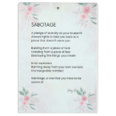 ソボタージュ – 認識度セルフラブ詩 クリップボード (裏面)