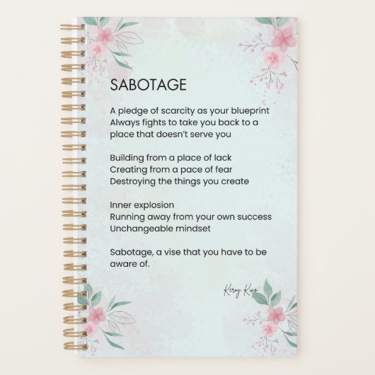 ソボタージュ – 認識度セルフラブ詩 プランナー手帳 (正面)