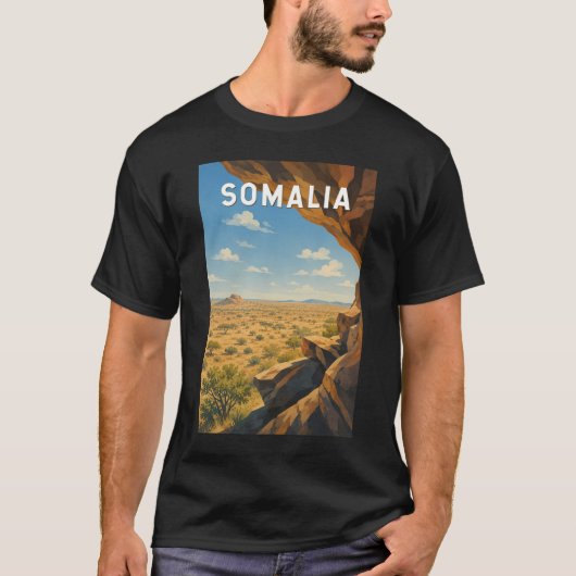ソマリア イラスト 旅行 アート ヴィンテージ Tシャツ (正面)