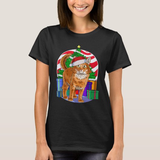 ソマリア・キャット・サンタ・クリスマスツリーデコール Tシャツ (正面)