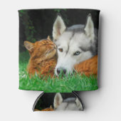 ソマリ猫とシベリアのハスキーかわいい友達バドル 缶クーラー (正面)