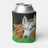 ソマリ猫とシベリアのハスキーかわいい友達バドル 缶クーラー (缶裏面)