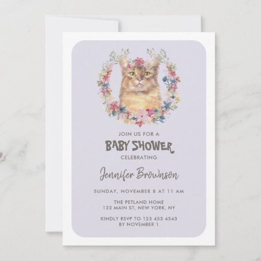 ソマリ猫ベビーシャワー 招待状 (正面)