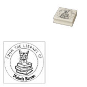 ソマリ・キャット、図書館の本 ラバースタンプ (押印)