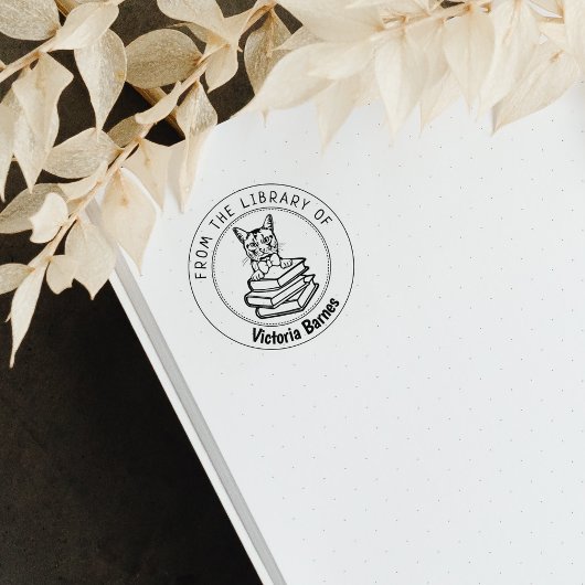 ソマリ・キャット、図書館の本 ラバースタンプ