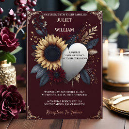 ソマルーン伝統的秋カップル結婚ブルゴーニュ 箔招待状