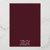 ソマルーン伝統的秋カップル結婚ブルゴーニュ 箔招待状 (裏面)