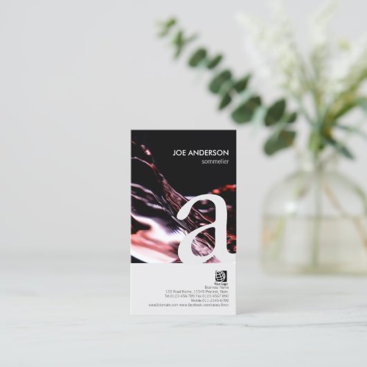 ソムリエはっきりしたモノグラムワインフロービジネスカード 名刺 (スタンド正面)