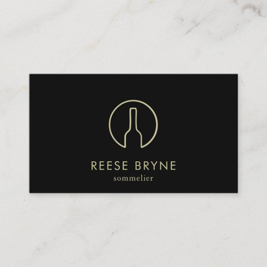 ソムリエブラックワインボトルロゴ 名刺 (正面)