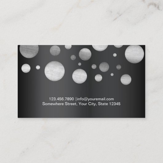 ソムリエモダンシルバー水玉模様ワインテイスティング 名刺 (裏面)
