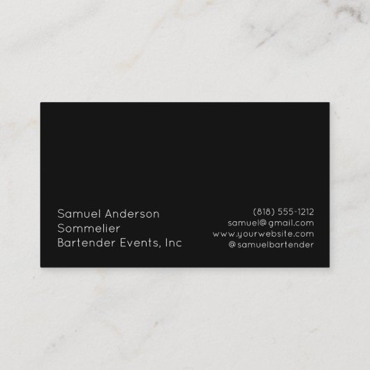 ソムリエ・バーテンダー・ワイン・マスター・ビジネス・カード 名刺 (裏面)