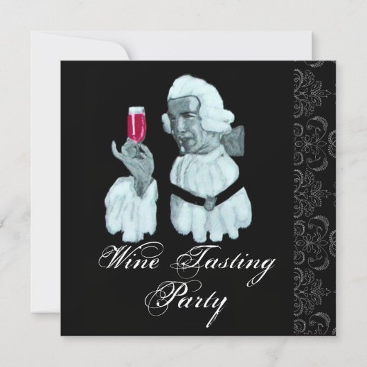 ソムリエ ワインテイスティングパーティー ダマスク、シャンパン 招待状 (正面)