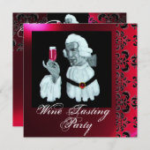 ソムリエ・ワイン試飲パーティー・ダマスク・シャンパン 招待状 (正面/裏面)