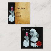 ソムリエ・ワイン試飲パーティー、赤ワックスシール スクエア名刺 (正面/裏面)