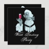 ソムリエ ワイン テイスティング パーティー、白のシャンパン 招待状 (正面/裏面)